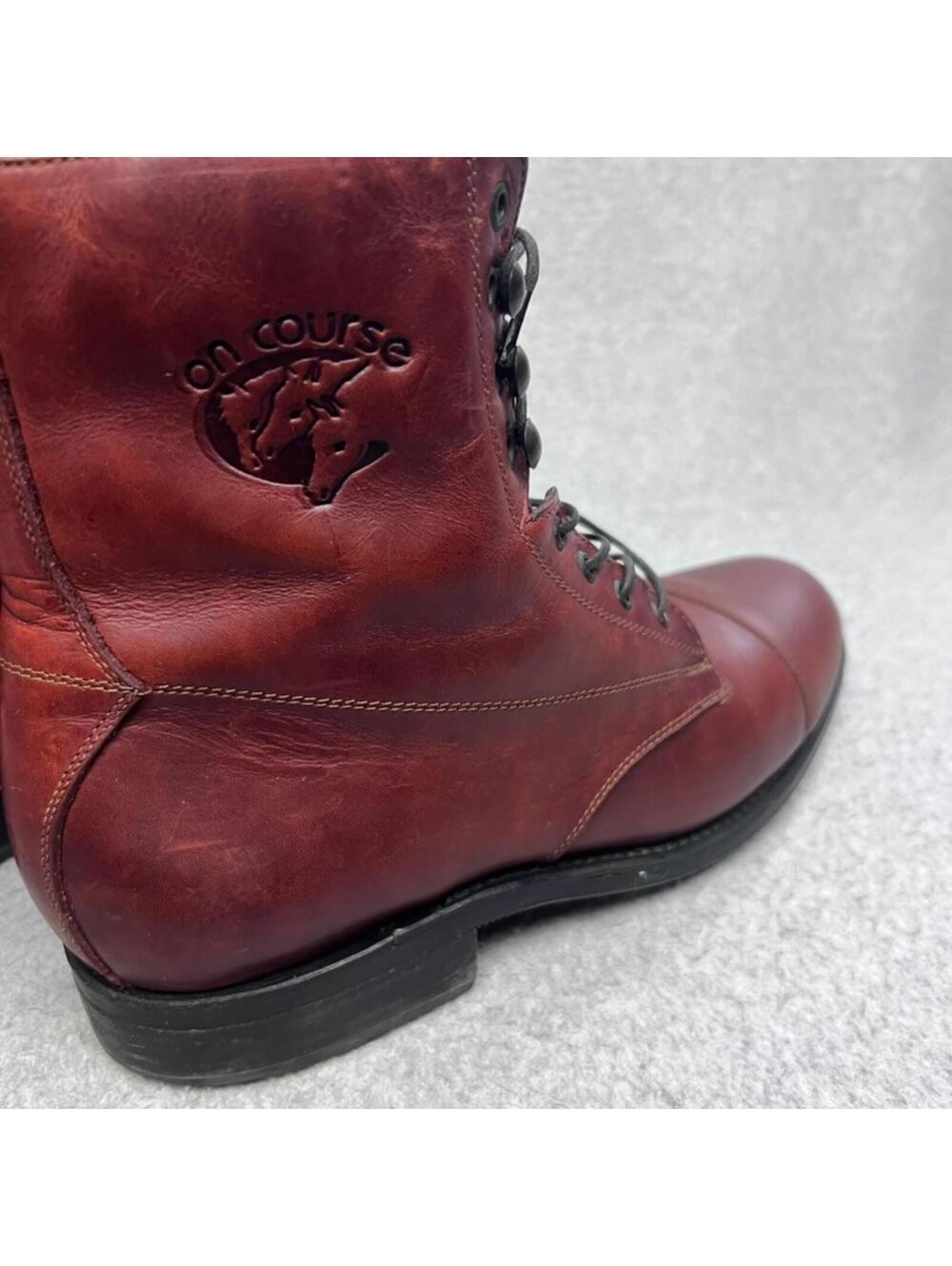 Vtg On Course Leather Paddock Boots 7.5 Brown Equestrian Riding Cap Toe CapToe - Picture 7 of 9